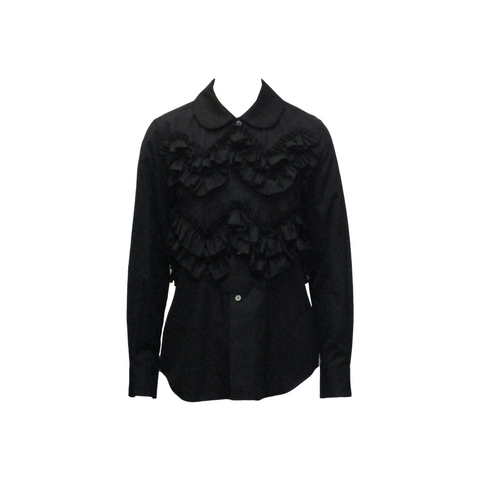 RUFFLE-TRIMED BLOUSE, BLACK - COMME des GARCONS