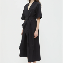 DAEVA V-NECK DRESS, BLACK - CHRISTIAN WIJNANTS