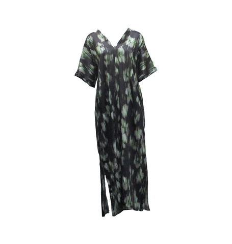 DAMBIRA V-NECK DRESS, BLACK IKAT - CHRISTIAN WIJNANTS