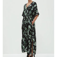 DAMBIRA V-NECK DRESS, BLACK IKAT - CHRISTIAN WIJNANTS