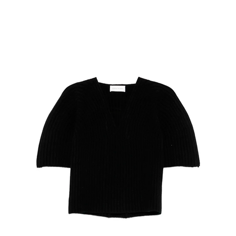 KISHA SHORT SLEEVE SWEATER, BLACK - CHRISTIAN WIJNANTS