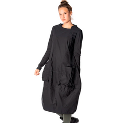 DRESS WITH LARGE POCKETS, BLACK - RUNDHOLZ BLACK LABEL